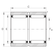 滾針軸承 RNAO50X65X40-ZW-ASR1, 無擋邊，雙列