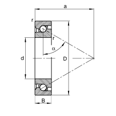 推力角接觸球軸承 BSB060120-T, 單向，接觸角 α = 60°，限制公差