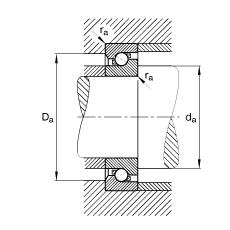 推力角接觸球軸承 BSB060120-T, 單向，接觸角 α = 60°，限制公差