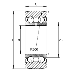滾輪 LR50/5-2RSR, 雙向，兩側密封