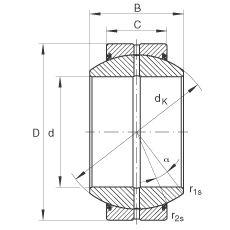 關節軸承 GE160-FO-2RS, 根據 DIN ISO 12 240-1 標準, 需維護，兩側唇密封