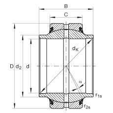 關節軸承 GE25-HO-2RS, 根據 DIN ISO 12 240-1 標準, 需維護，兩側唇密封