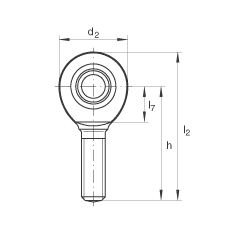 桿端軸承 GAR40-UK-2RS, 根據 DIN ISO 12 240-4 標準，帶右旋外螺紋，免維護，兩側唇密封