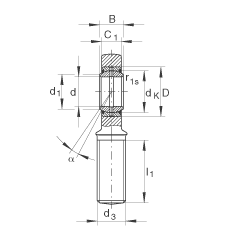 桿端軸承 GAL8-DO, 根據 DIN ISO 12 240-4 標準，帶左旋外螺紋，需維護