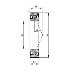 主軸軸承 HCS71907-E-T-P4S, 調節，成對或單元安裝，接觸角 α = 25°，兩側唇密封，非接觸，限制公差