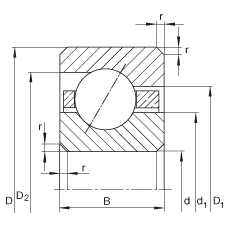 薄截面軸承 CSEF060, 角接觸球軸承，類型E，運行溫度 -54°C 到 +120°C